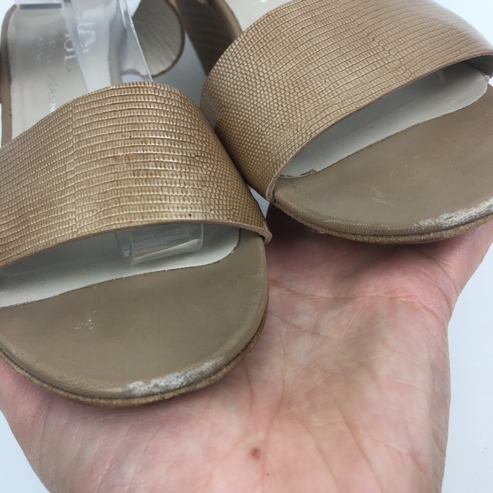 AGL wedge sandal ankle wrap heel tan snake leather - Picture 6 of 8